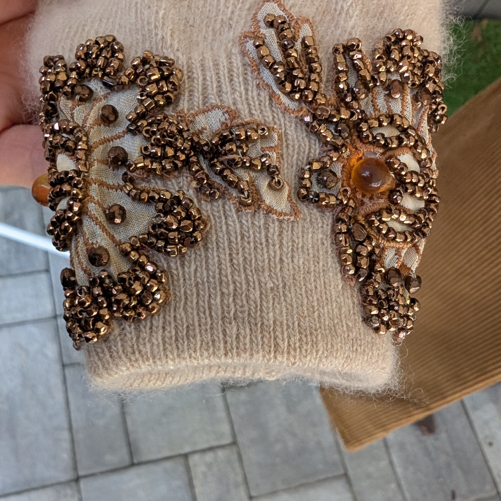Embellished Beige Cardigan